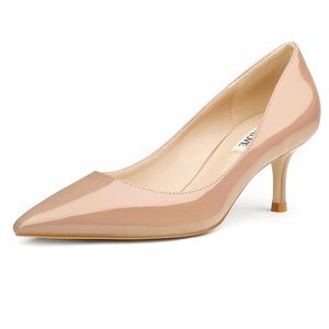 JOY IN LOVE Women's Shoes Low Heels Pointy Toe Kitten Heel Nude pumps